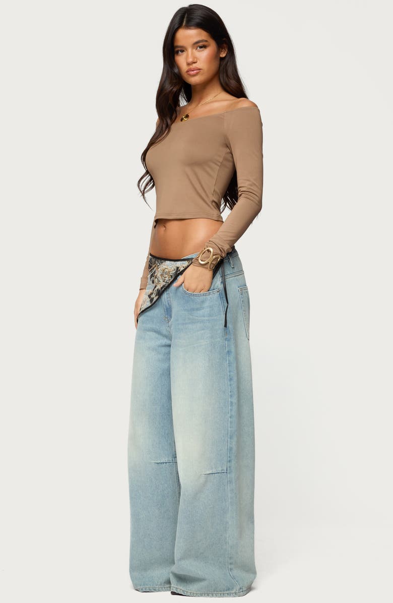 EDIKTED Tahlia Off the Shoulder Crop Top, Alternate, color, 