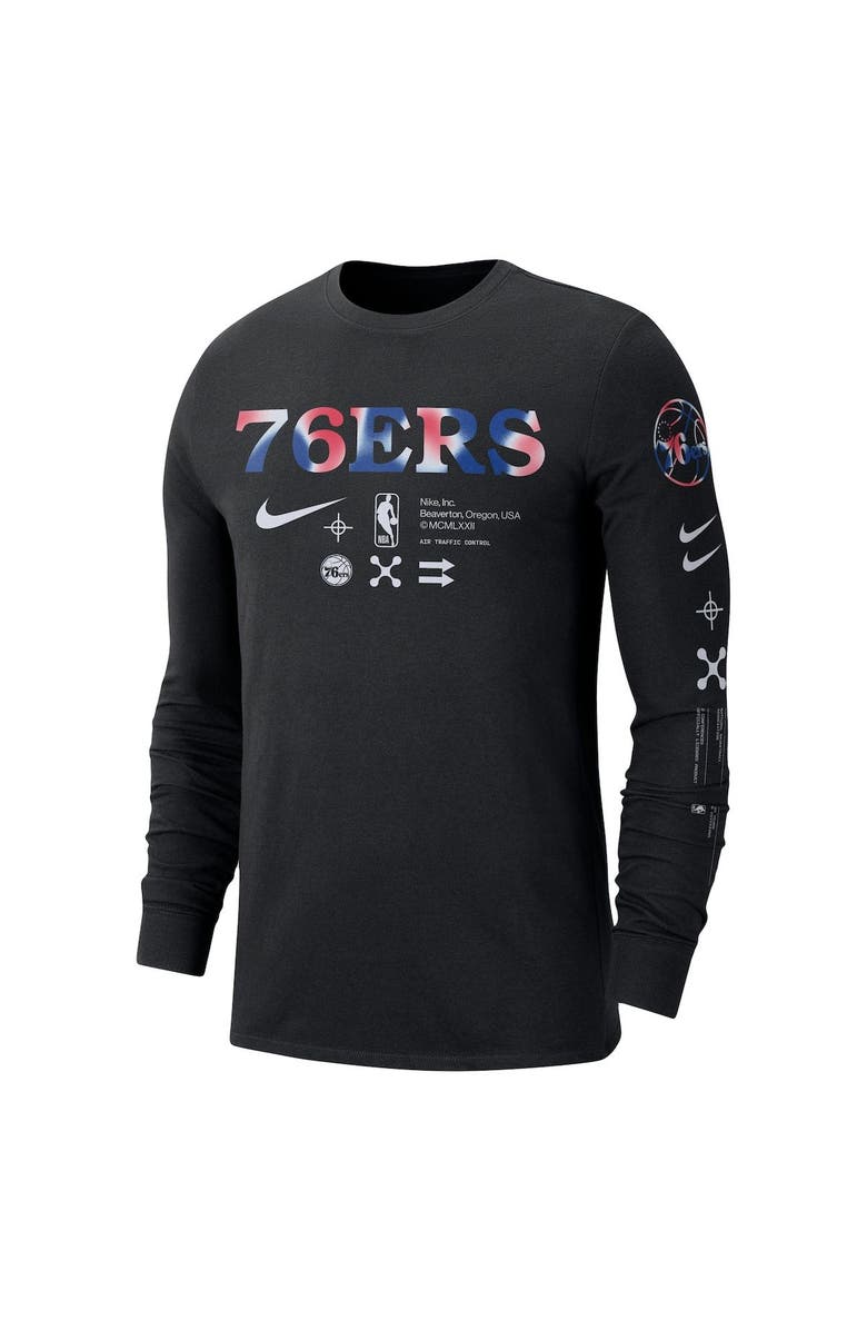Nike Men's Nike Black Philadelphia 76ers Essential Air Traffic Control Long Sleeve T-Shirt, Alternate, color, Black