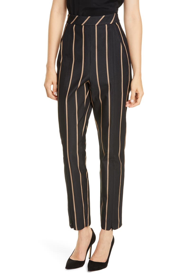 Stripe Crop Trouser, Main, color, BLACK/ BEIGE