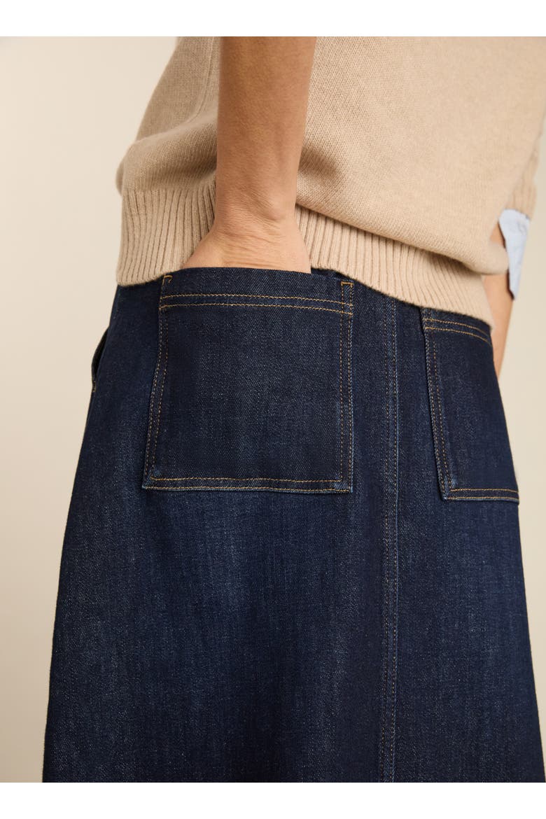Bobbie Stretch Denim Midi Skirt, Alternate, color, Dark Indigo