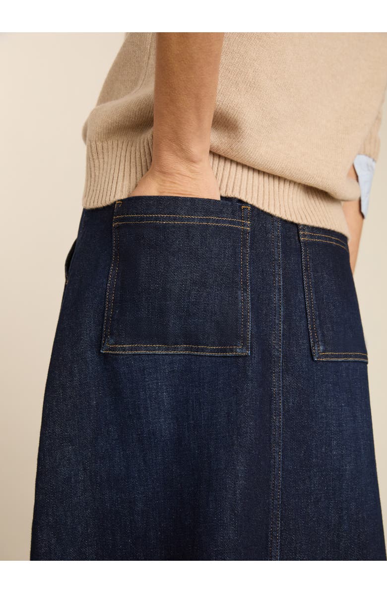 Baukjen Bobbie Stretch Denim Midi Skirt, Alternate, color, Dark Indigo
