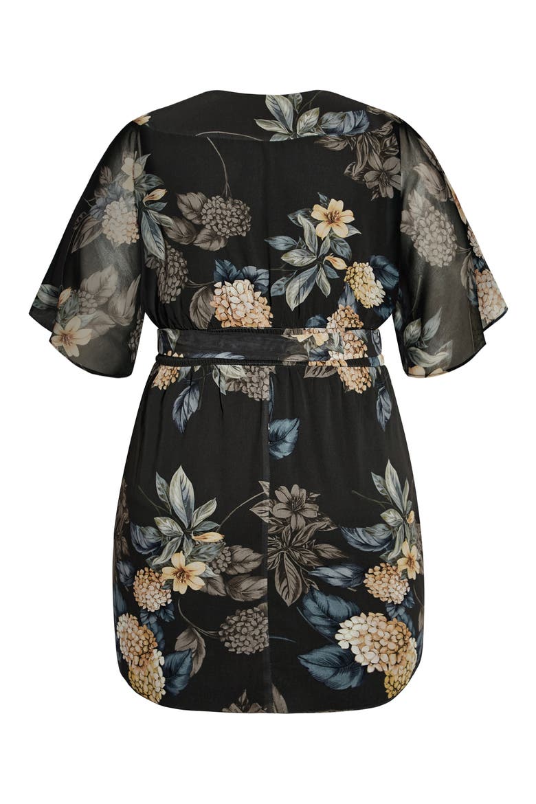 Golden Floral Faux Wrap Dress, Alternate, color, GOLDEN HYDRANGEA
