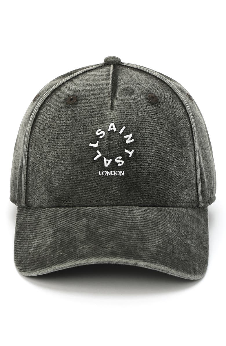 AllSaints Mini Tierra Wash Adjustable Cotton Twill Baseball Cap, Main, color, Washed Black