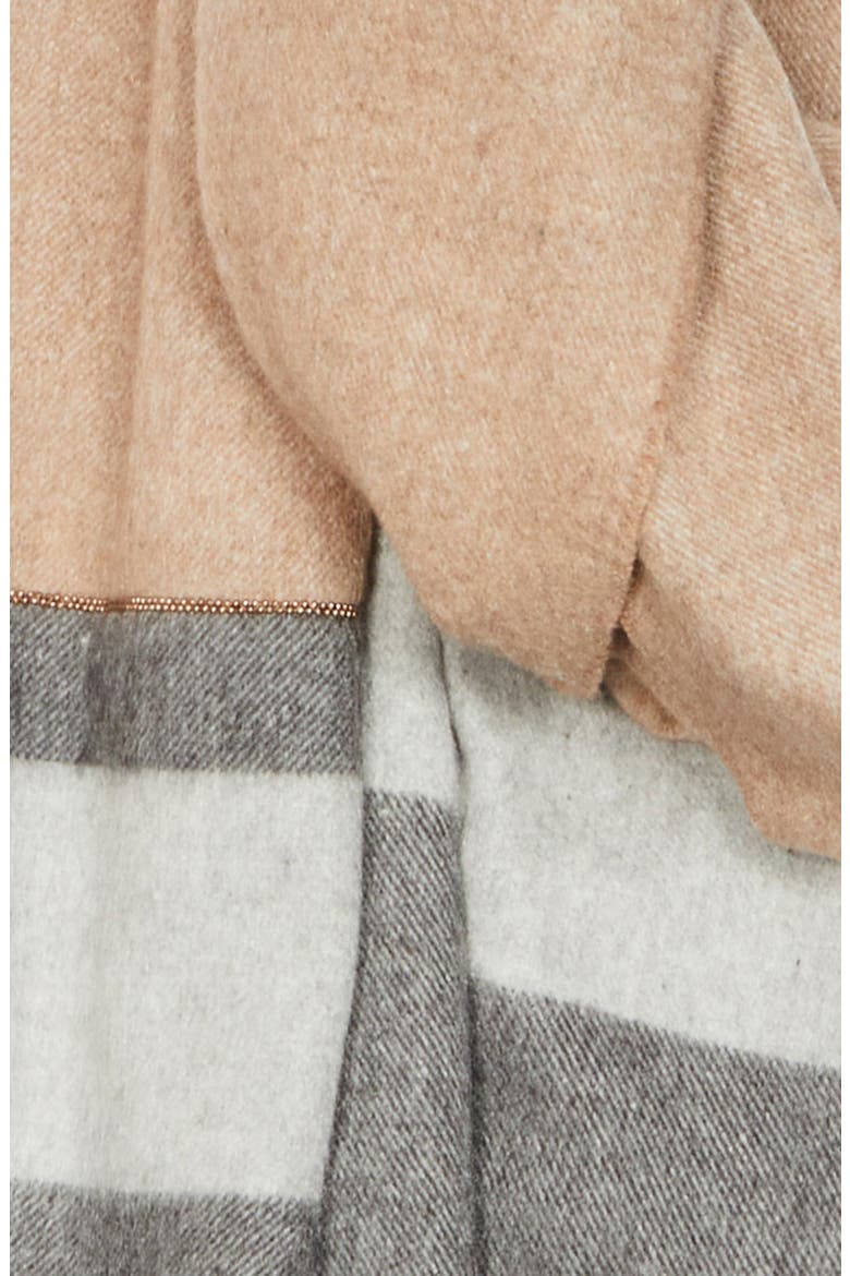 Colorblock Fringe Scarf, Alternate, color, BEIGE / GRIGIO