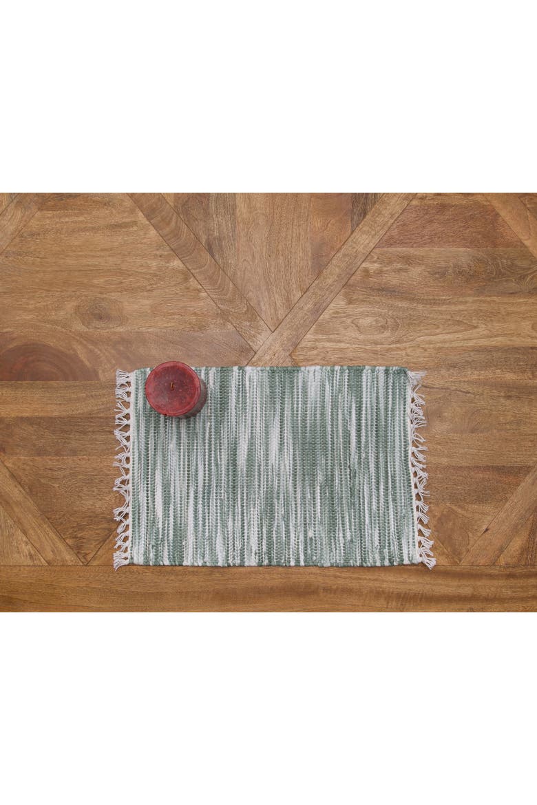 Green Chindi Striped and Fringed Set of 6 Placemats 14" x 20", Alternate, color, Green