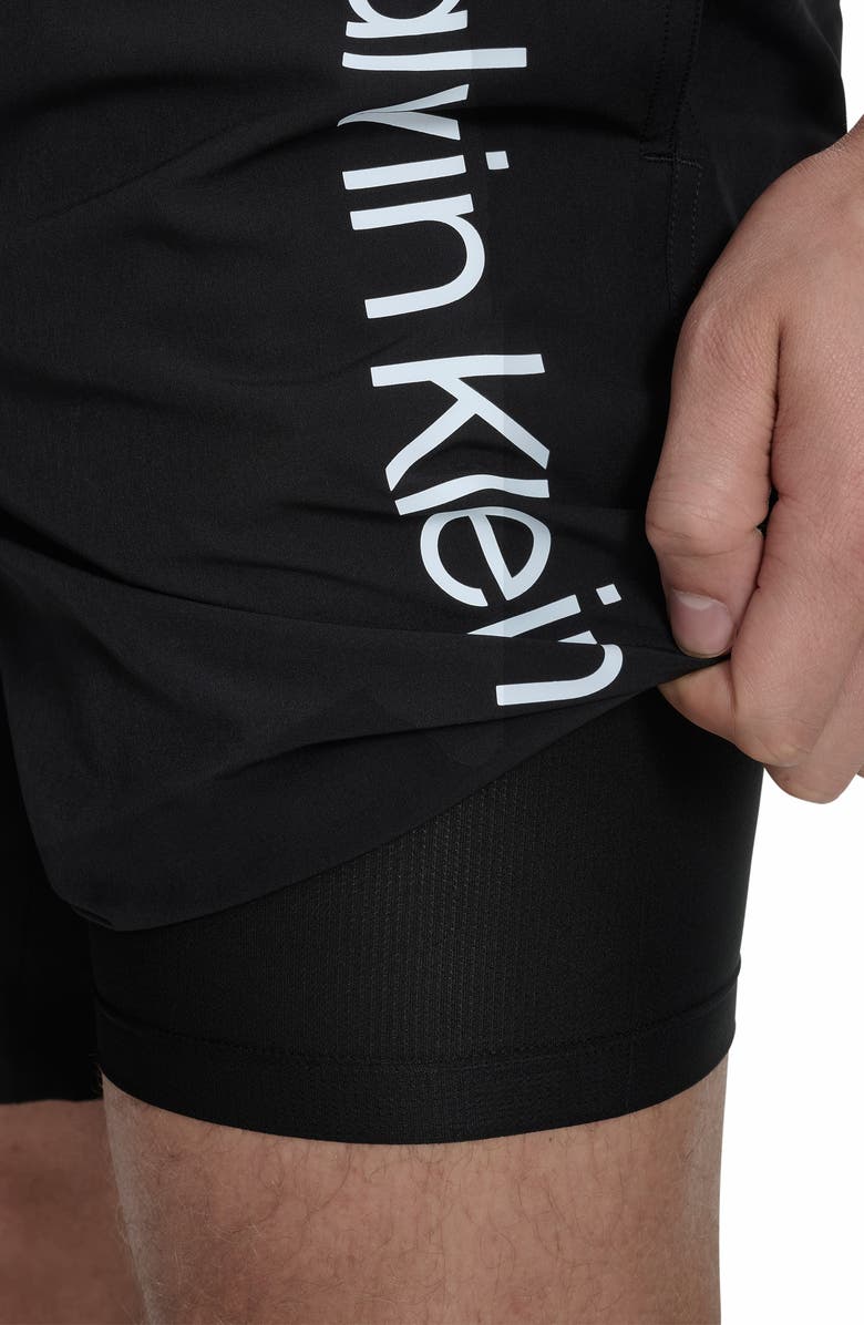 Calvin Klein Solid Stretch Volley Swim Shorts, Alternate, color, Black