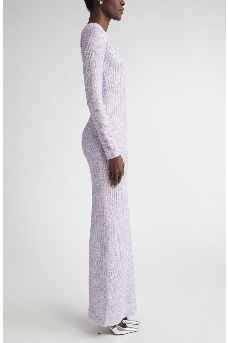 Nicoline Long Sleeve Sequin Stretch Knit Gown, Alternate, color, HYACINTH