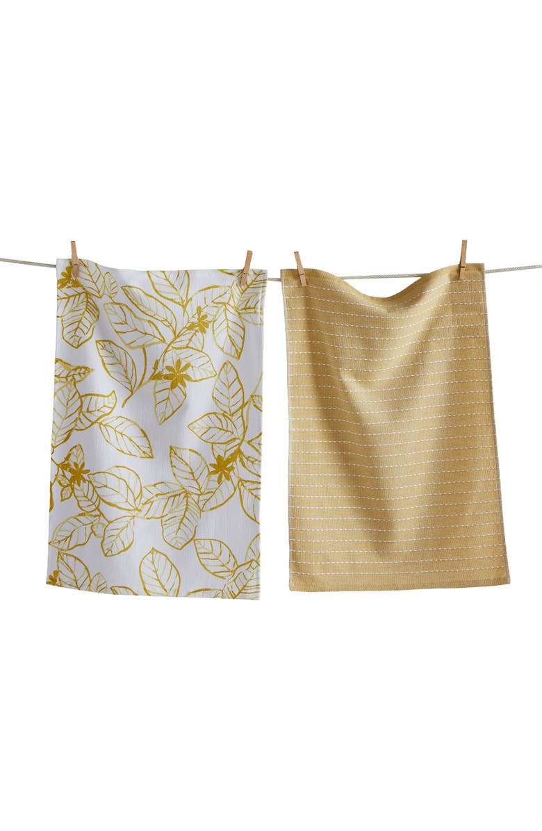 tag Ainslie Hammam Terry Dishtowel S/2 Yell Yellow Cotton Everyday, Main, color, Yellow