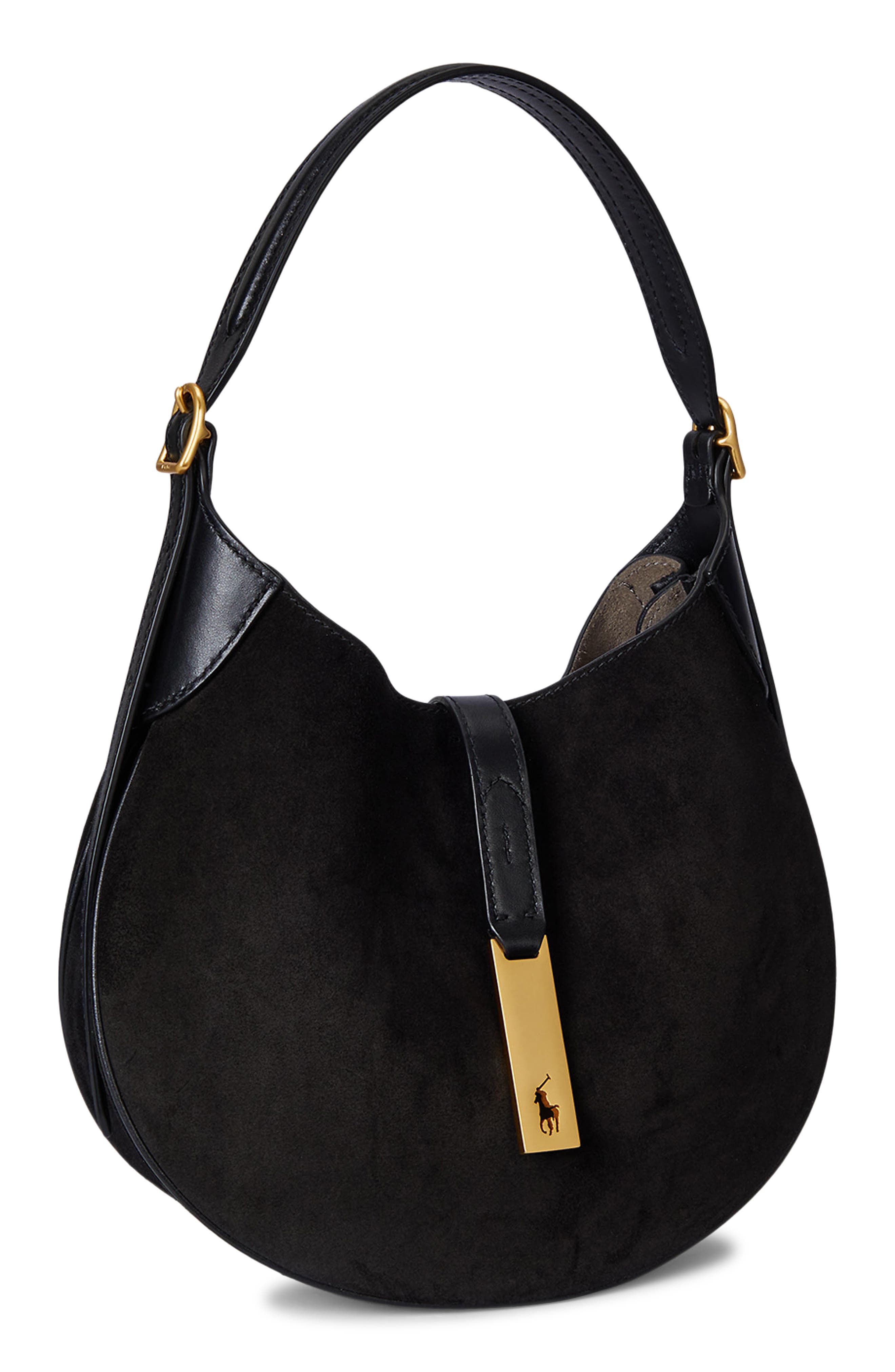 Small Polo ID Shoulder Bag, Alternate, color, BLACK/ G L