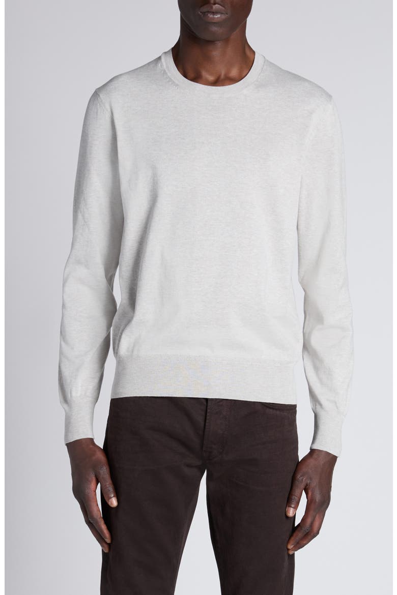 Cotton Crewneck Sweater, Main, color, IG030 LIGHT GREY