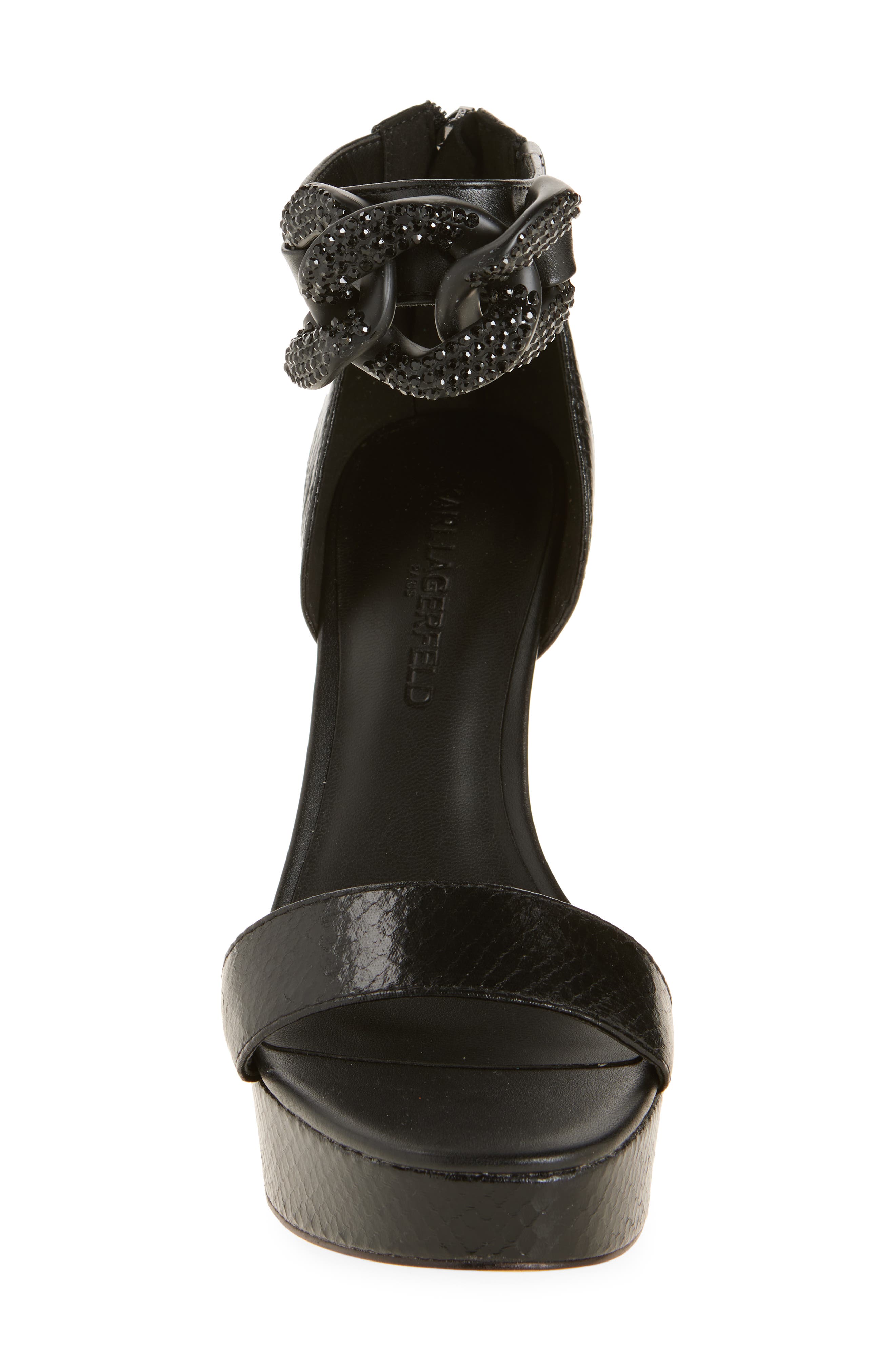KARL LAGERFELD PARIS Anisha Crystal Links Platform Sandal, Alternate, color, Black/ Black