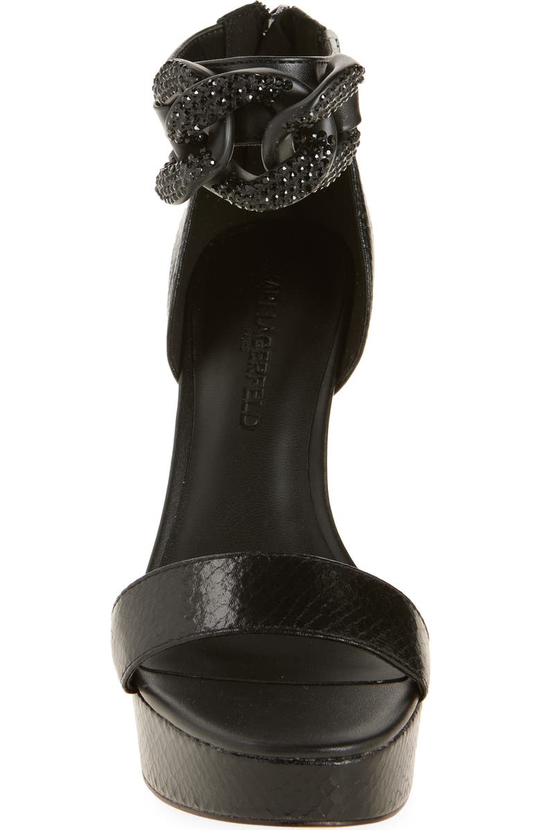 KARL LAGERFELD PARIS Anisha Crystal Links Platform Sandal, Alternate, color, Black/ Black