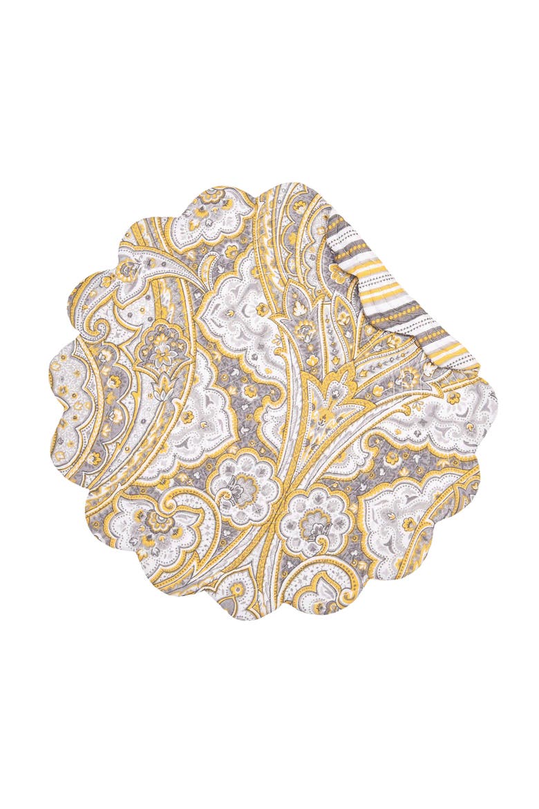 Shay Damask Round 100% Scalloped Edge Dining Placemats Set of 6 All Seasons, 17", Alternate, color, Orange