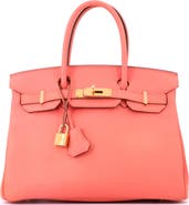 Pre-Owned Hermes Birkin Handbag Pink Epsom with Gold Hardware 30