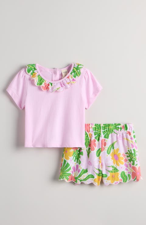 Scallop Collar Tee & Shorts Set (Toddler & Little Kid)