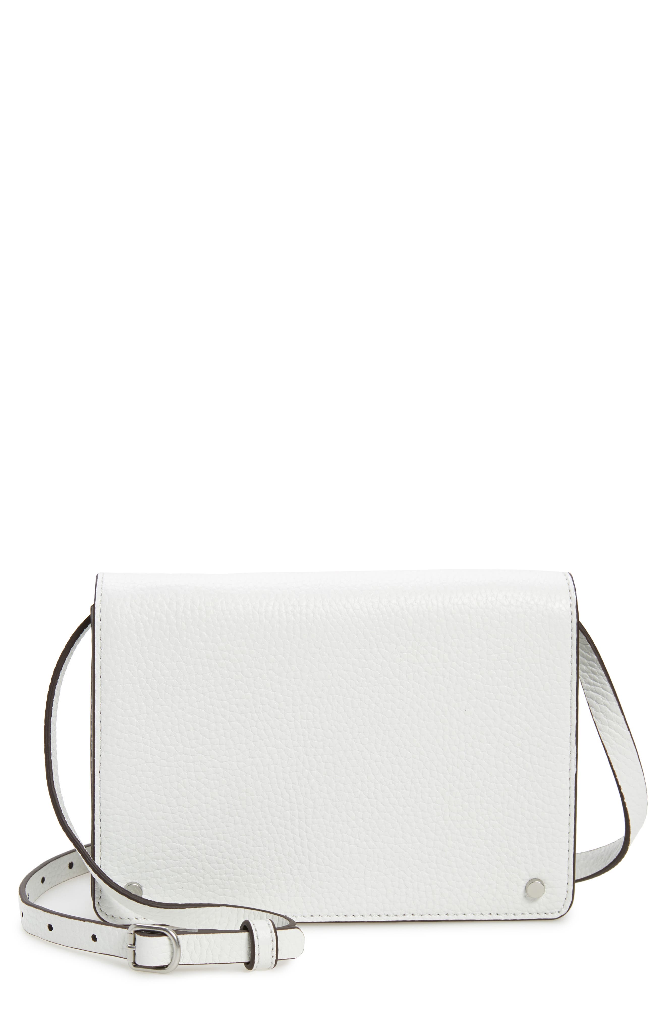 Lex Leather Crossbody Bag, Main, color, WHITE