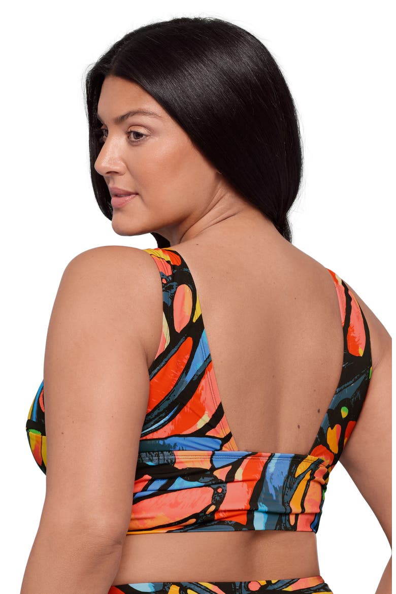 Supportive and Sculpting Cinched Adjustable Midkini Swimsuit Top, Alternate, color, Winging It