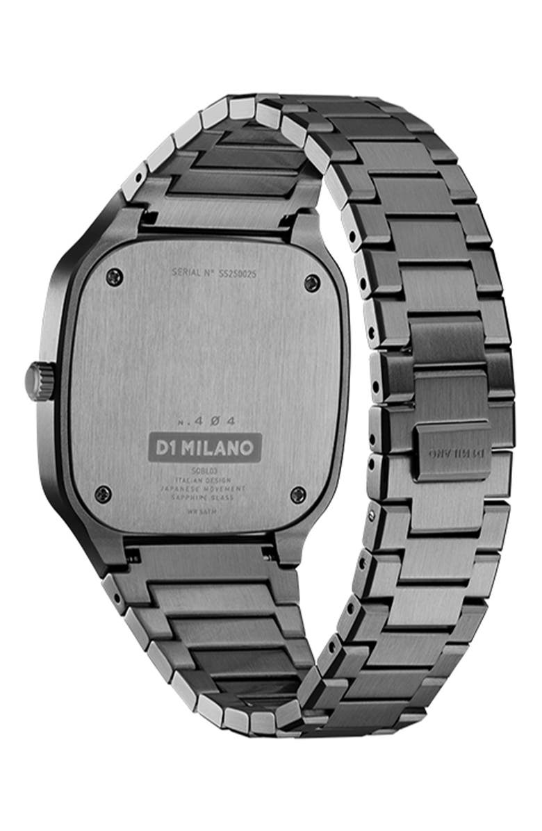 D1 Milano Gun Frame Square Bracelet Watch, 37mm, Alternate, color, Light Gun