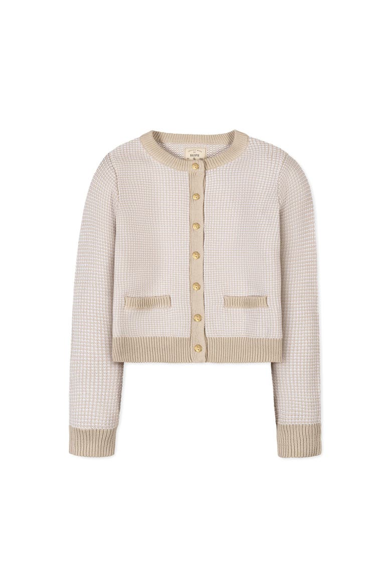 Organic Tweed Stitch Sweater Cardigan, Alternate, color, Natural Tweed