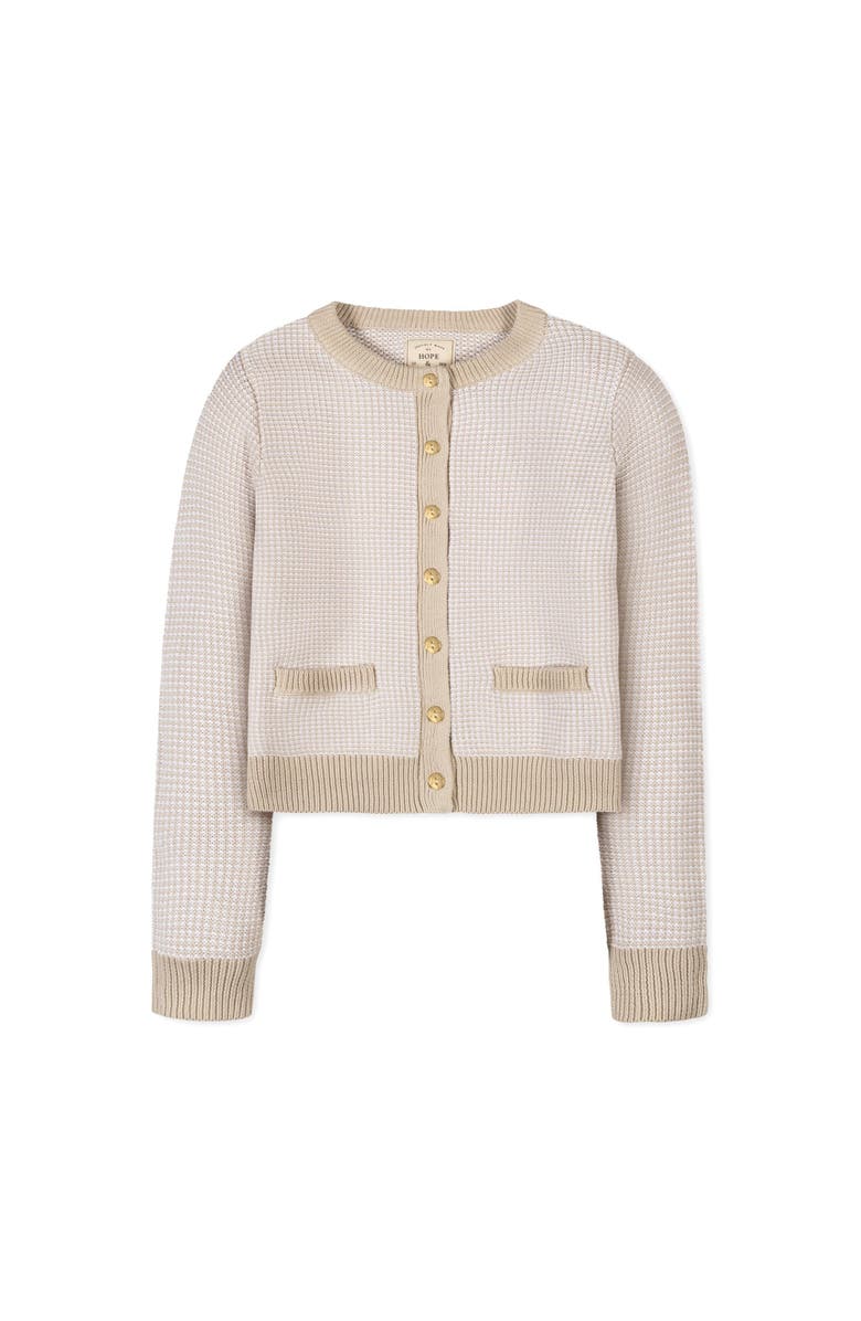 Hope & Henry Organic Tweed Stitch Sweater Cardigan, Alternate, color, Natural Tweed