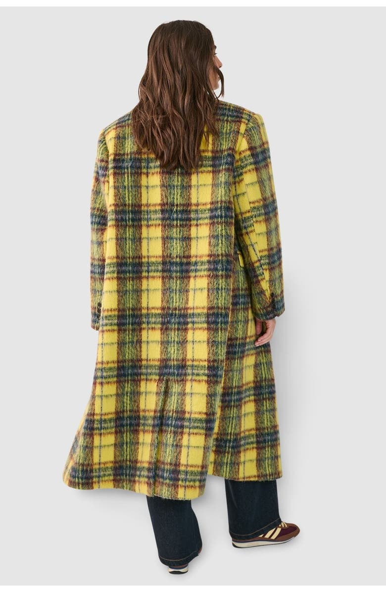 NASTY GAL Checked Wool Blend Maxi Coat, Alternate, color, Yellow