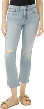 Silver Jeans Co. Most Wanted Ripped Mid Rise Ankle Straight Leg Jeans