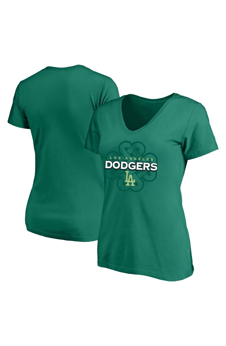 PROFILE Women's Profile Kelly Green Los Angeles Dodgers Plus Size Celtic V-Neck T-Shirt, Main, color, Kelly Green