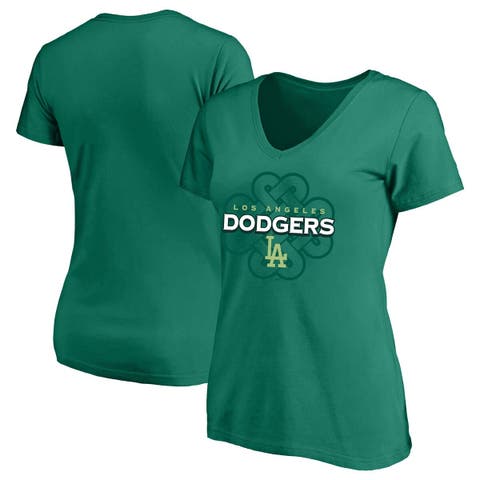 Women's Profile  Kelly Green Los Angeles Dodgers Plus Size Celtic V-Neck T-Shirt