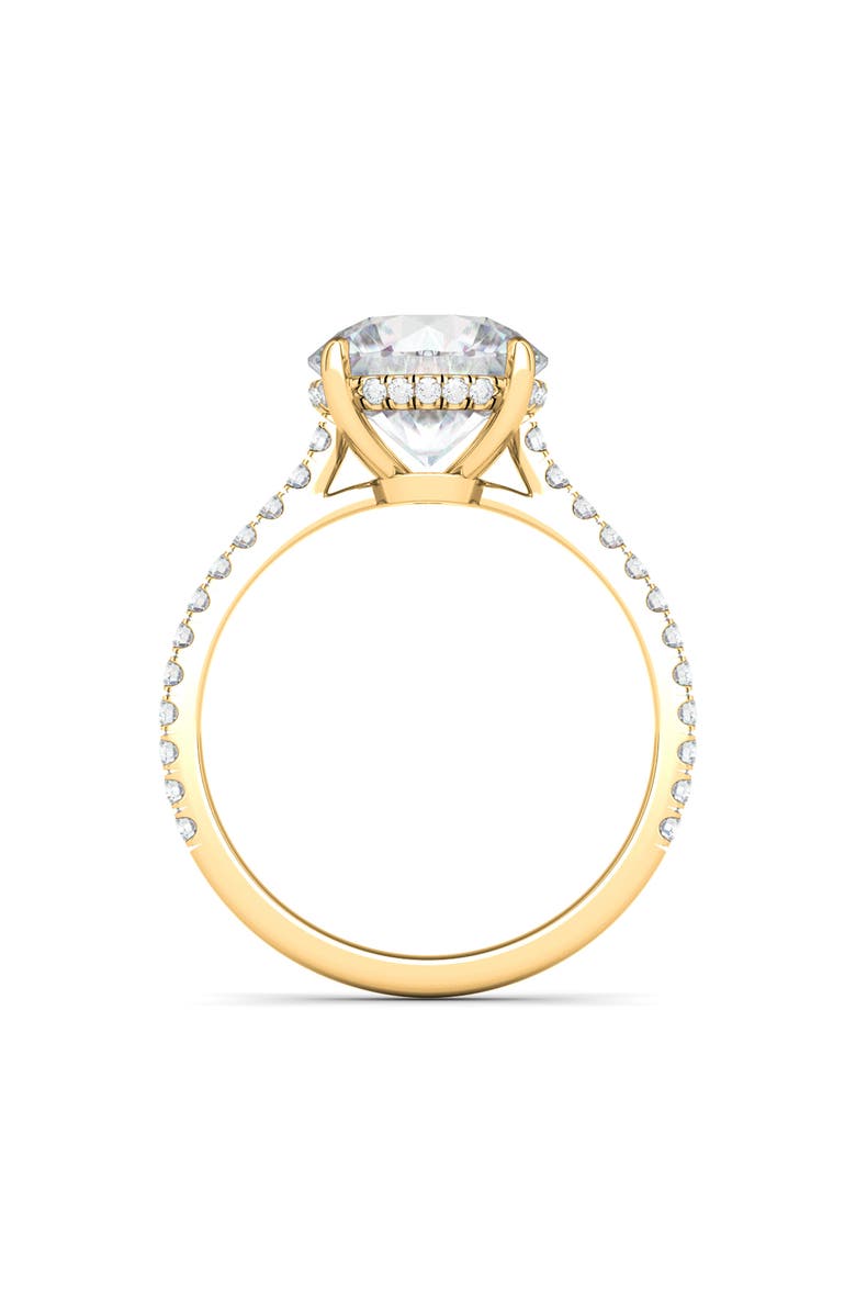 HauteCarat Round Brilliant Cut Pavé Lab Grown Diamond Ring, Alternate, color, 2.00 Ctw 18K Yellow Gold