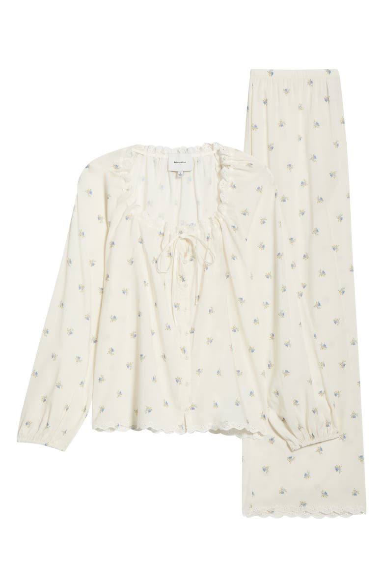 Reformation Paloma Floral Print Pajamas, Main, color, Petite Rose