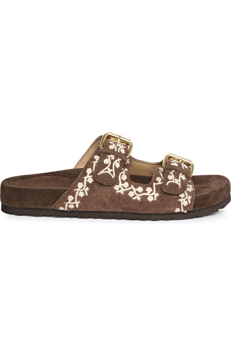 SAINT G Angela Embroidered Slide Sandal, Alternate, color, Chocolate