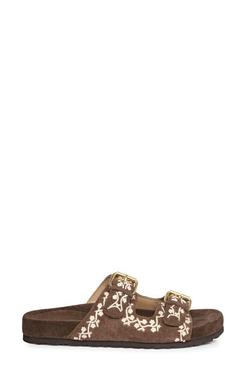 Saint G Angela Embroidered Slide Sandal In Chocolate