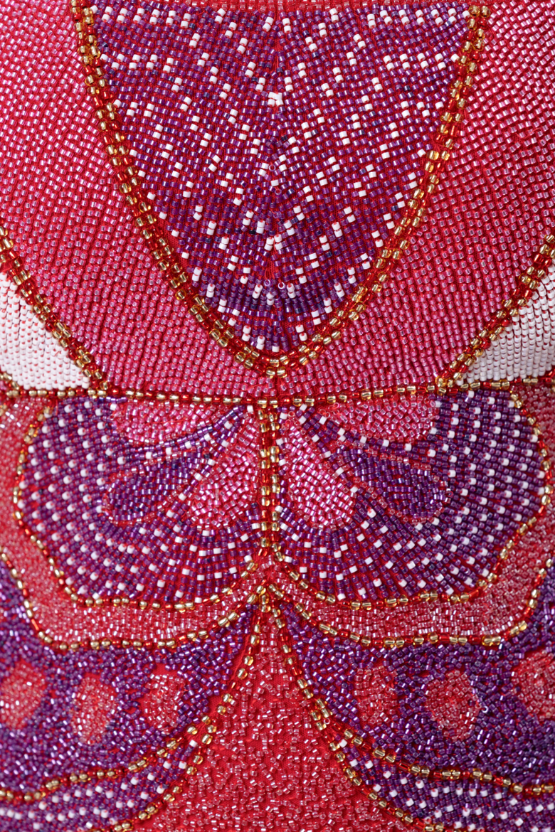 Butterfly Hand Beaded Embellished Mini Dress, Alternate, color, Red