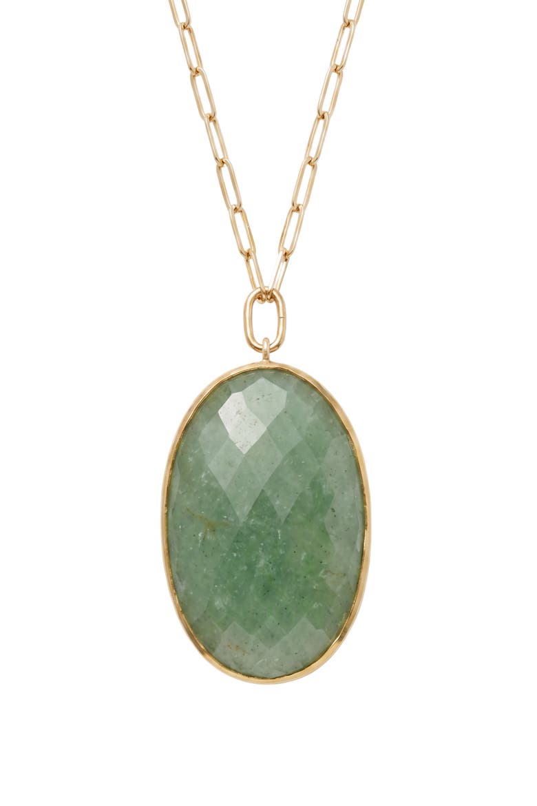 Green Aventurine Pendant Necklace, Alternate, color, GOLD/ GREEN AVENTURINE