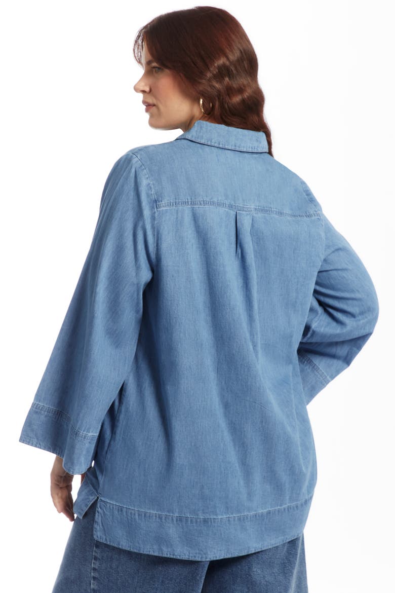 Cotton Denim Blouse, Alternate, color, LIGHT WASH