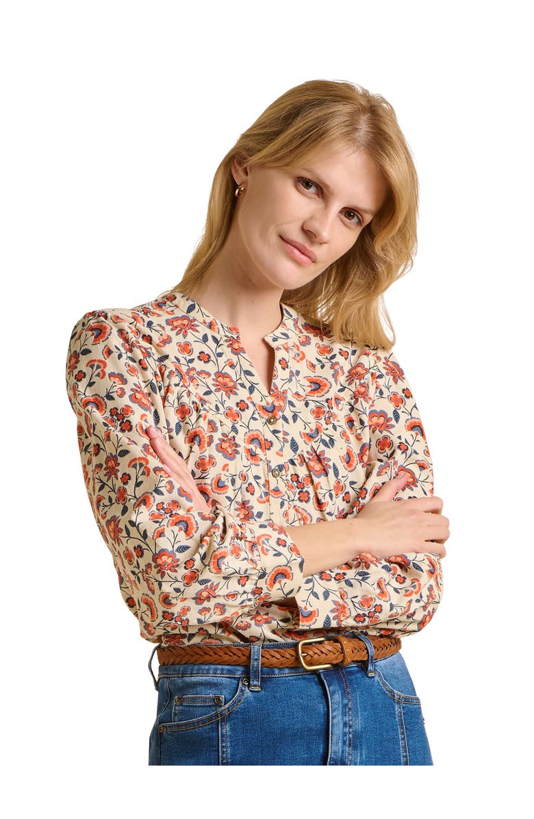 Brakeburn Lindsay Long Sleeve V-Neck Shirt, Main, color, Cream