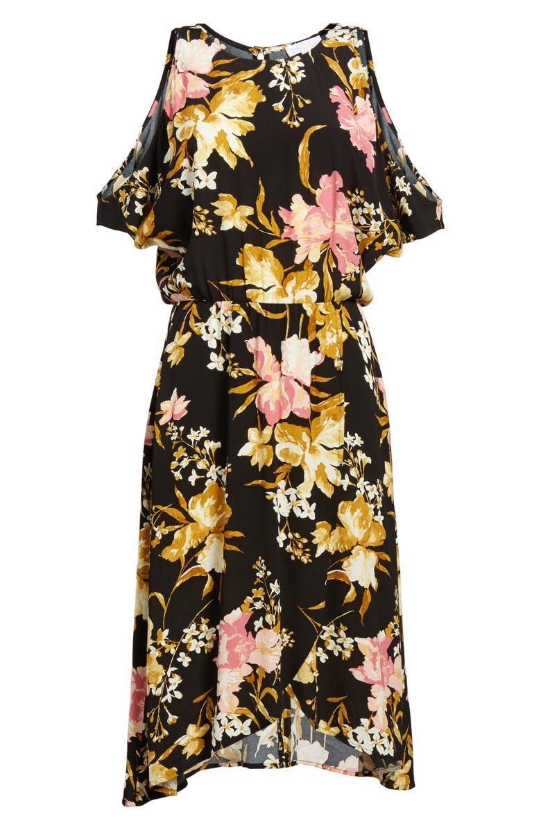 Leith Cold Shoulder Midi Dress, Alternate, color, 