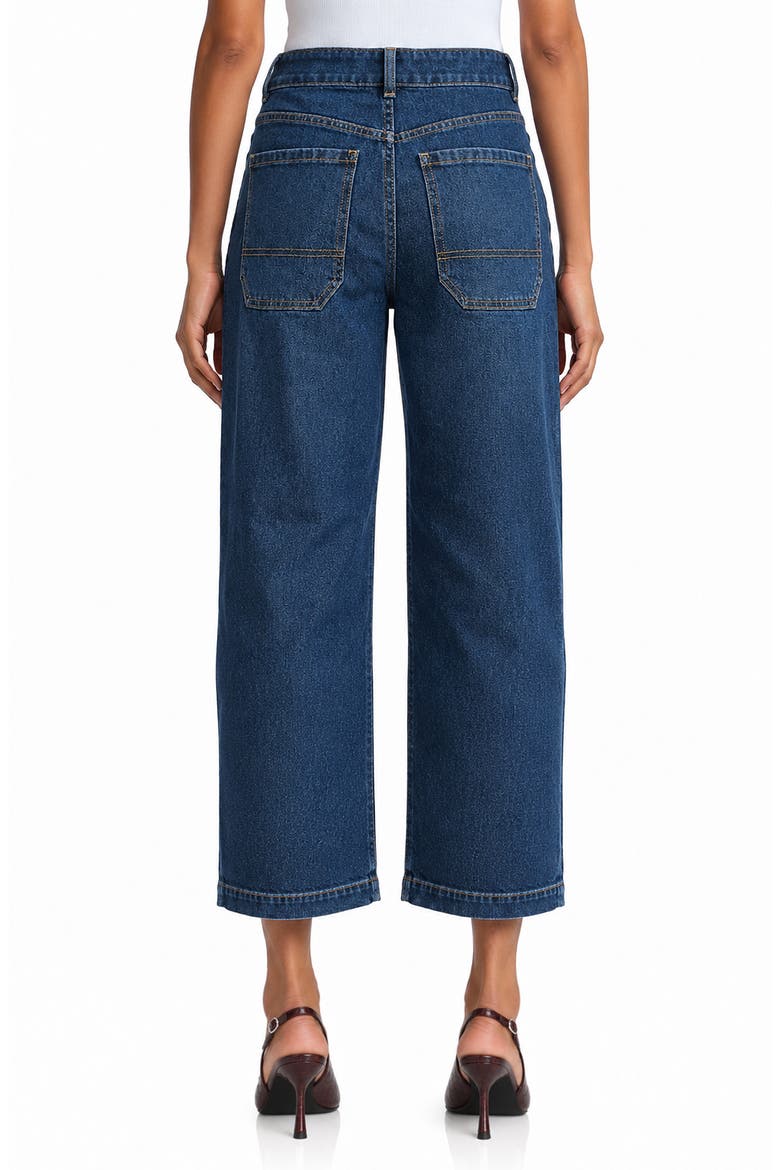 High Waist Patch Pocket Straight Leg Jeans, Alternate, color, DARK WASH
