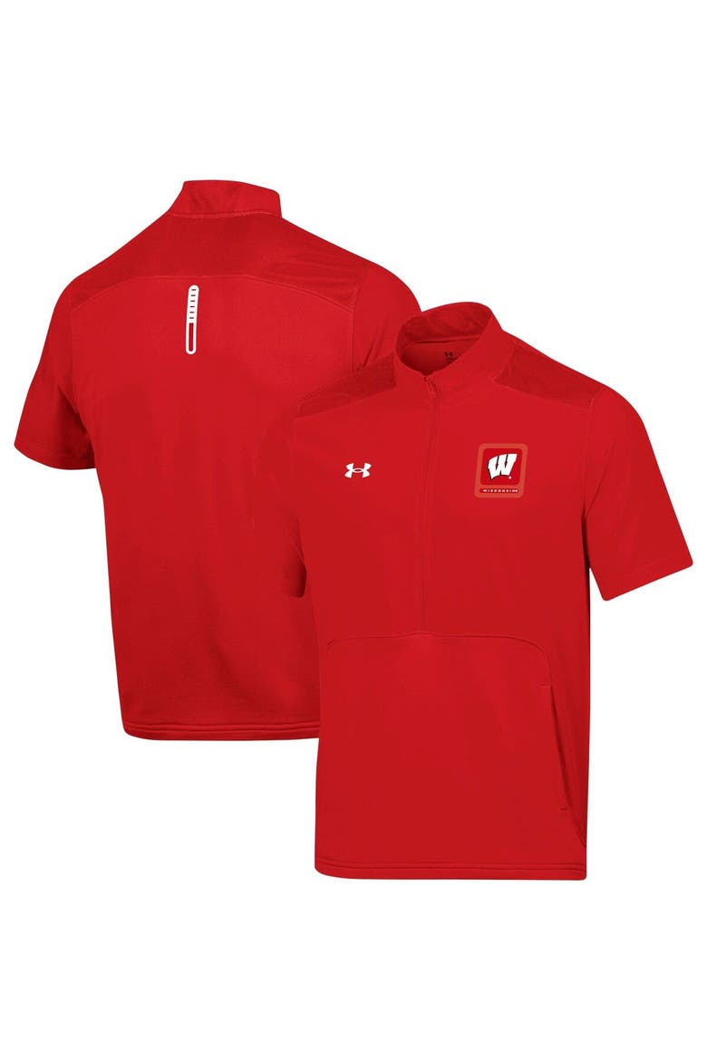 Men's Under Armour Red Wisconsin Badgers Motivate Half-Zip Jacket, Main, color, Red