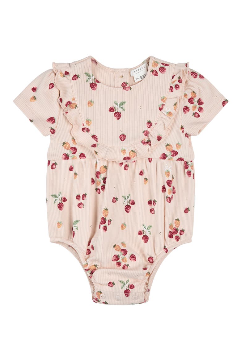 Strawberry Print Bodysuit, Main, color, LIGHT PINK