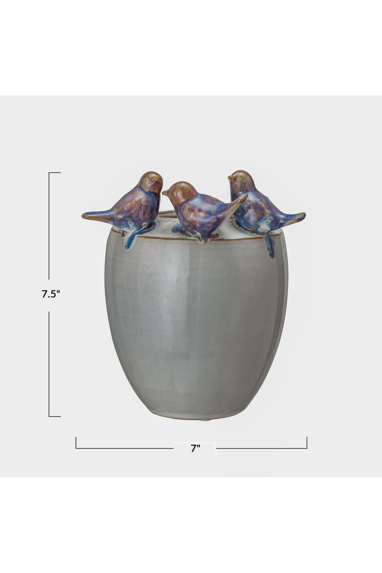 3D Birds Stoneware Planter/Vase, Alternate, color, White