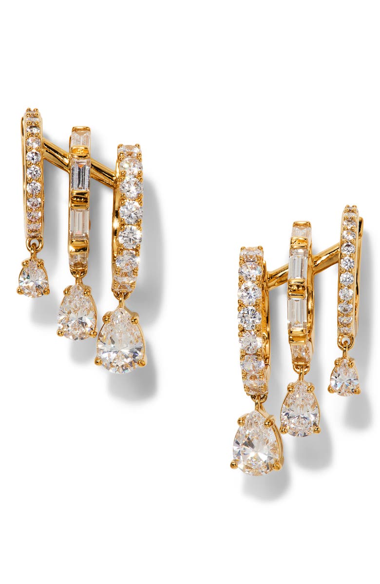 Nadri Triple Illusion Hoop Drop Earrings, Alternate, color,