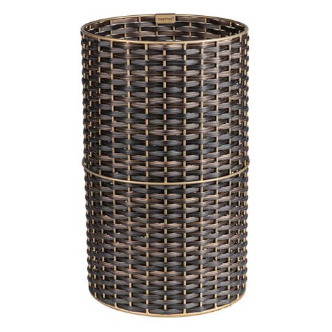 Cecil Modern Faux Wicker Cylinder Waste Basket