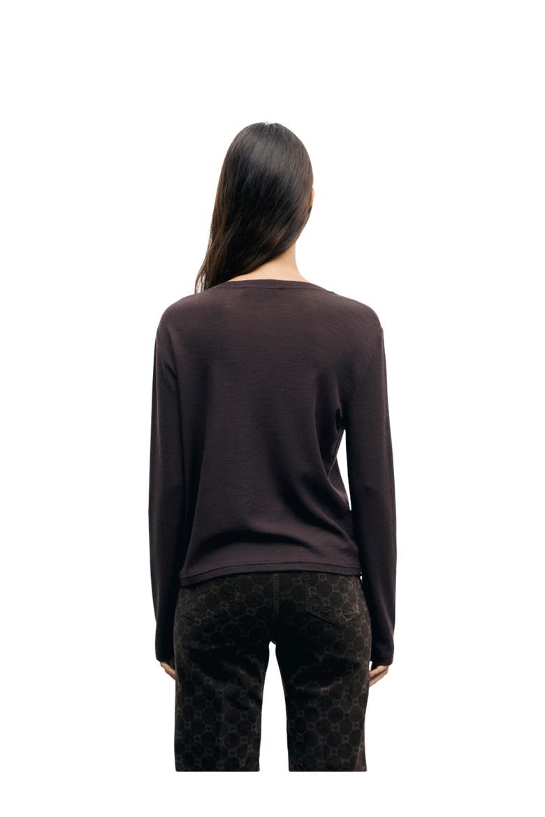 Balie Long Sleeve Button Detail T-Shirt, Alternate, color, Brown