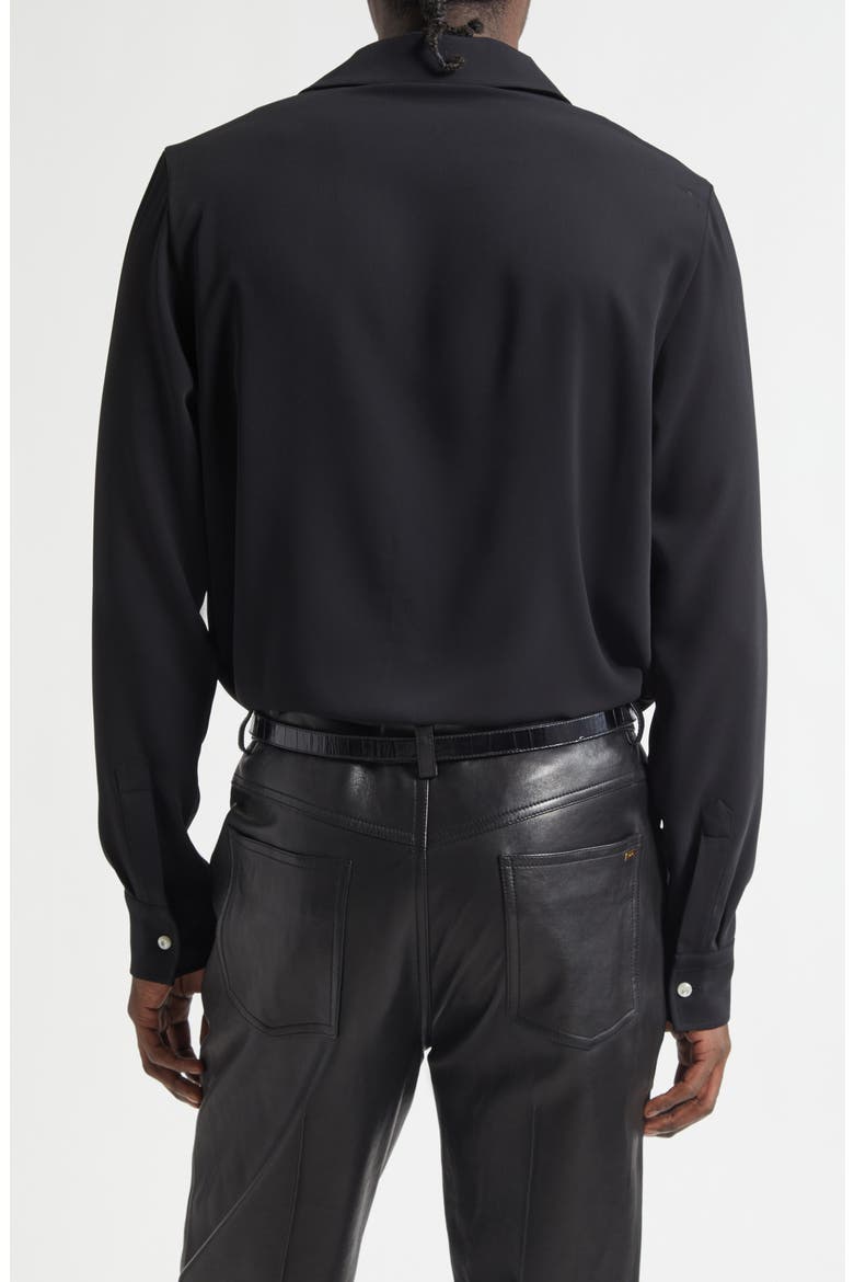 Rounded Flap Pocket Button-Up Shirt, Alternate, color, BLACK
