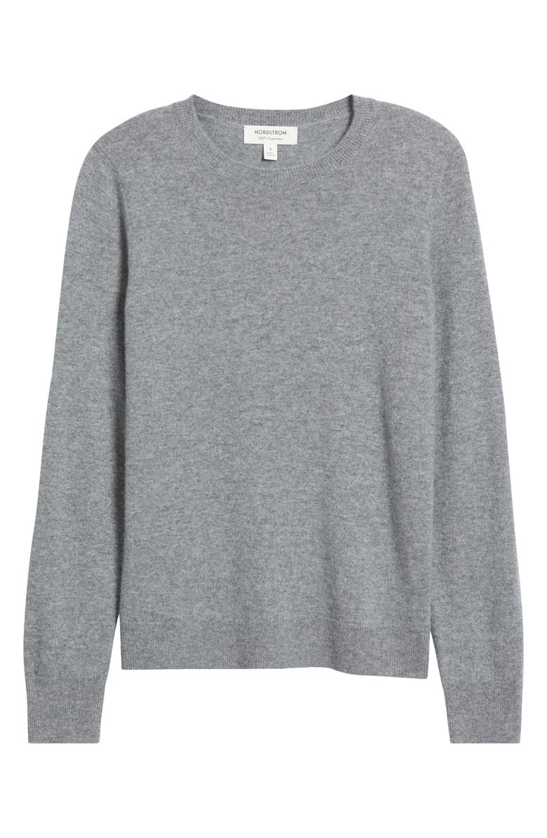 Nordstrom Cashmere Crewneck Sweater, Alternate, color, Grey Night