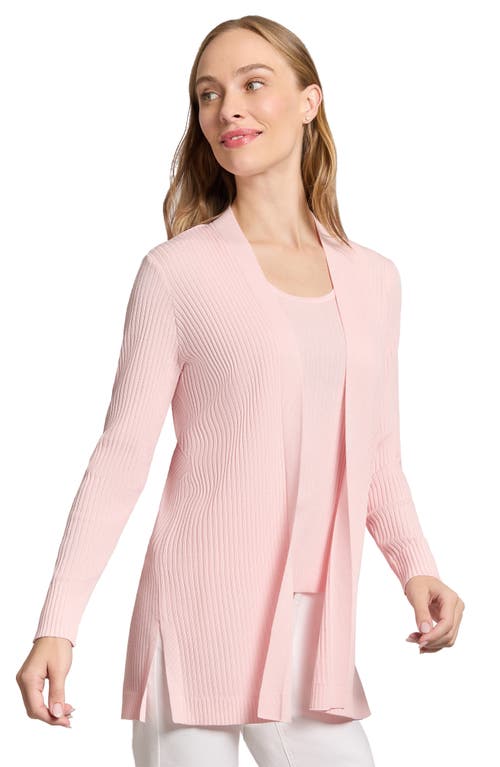 Jones New York Open Front Rib Cardigan In Petal Pink