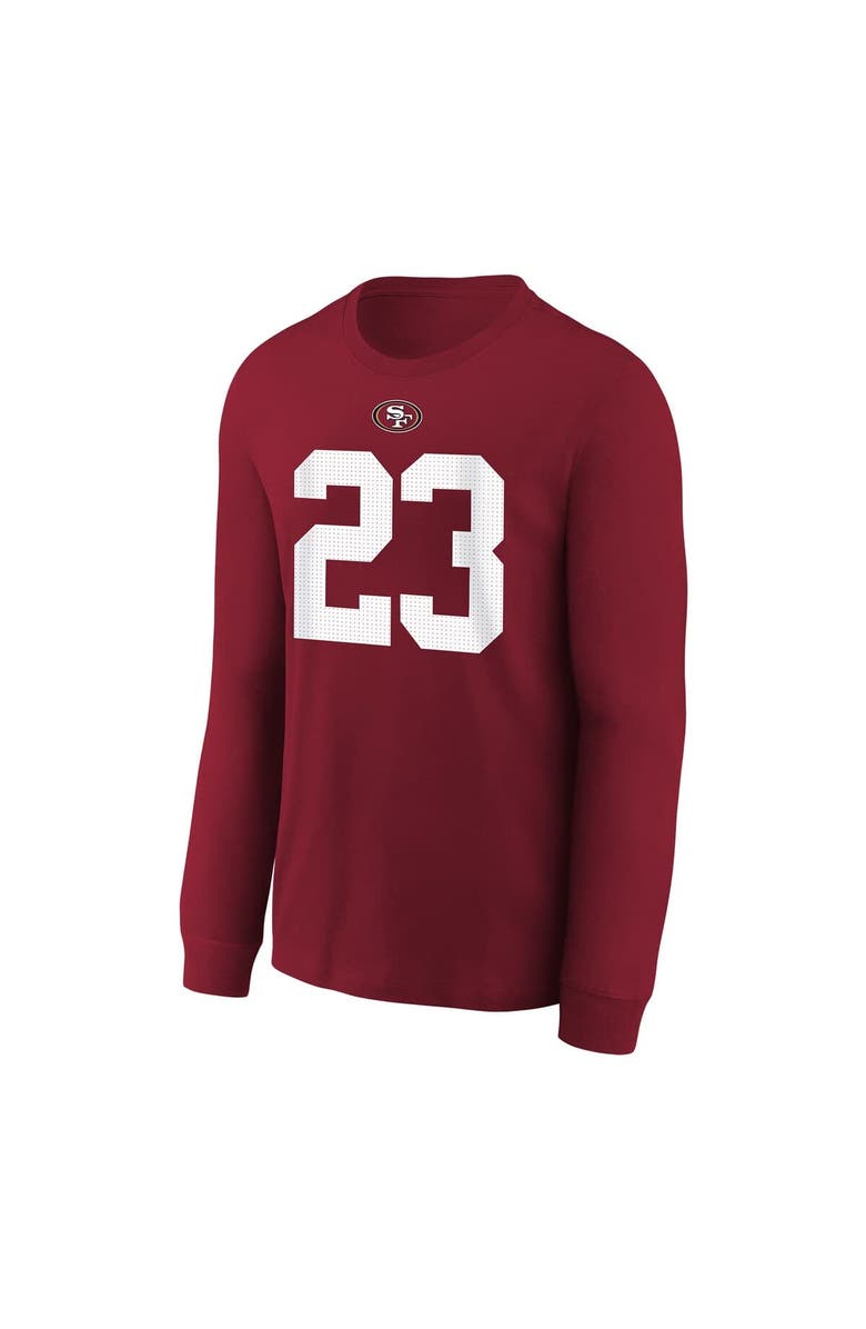 Nike Youth Nike Christian McCaffrey Scarlet San Francisco 49ers Player Name & Number Long Sleeve T-Shirt, Alternate, color,