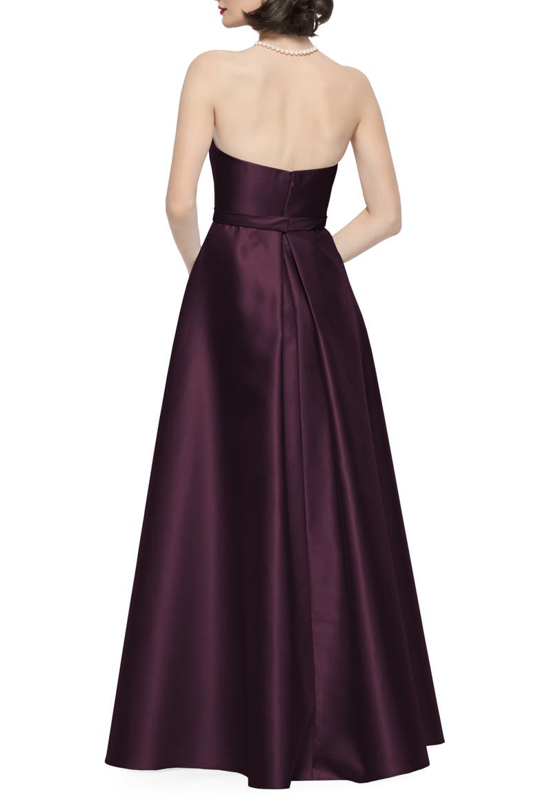 Regine Strapless Matte Satin Gown, Alternate, color, DEEP PLUM