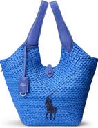 Polo Ralph Lauren Raffia & Leather Medium Tote